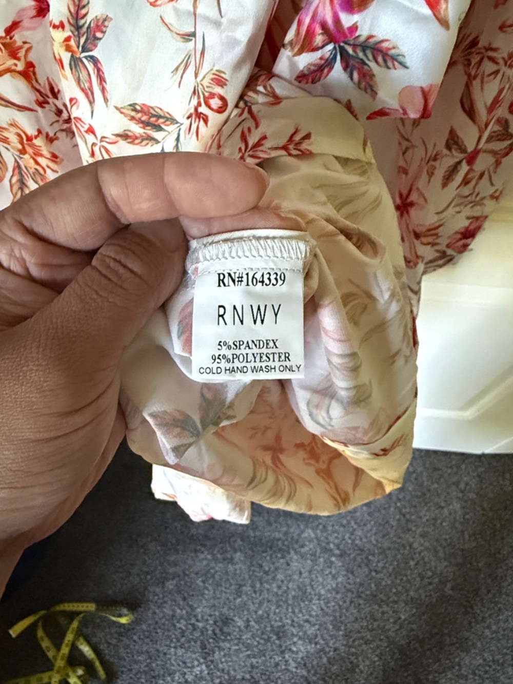 RNWY Cream with Pink mini dress and Coral Floral Print and Twist Front - Picture 7 of 7